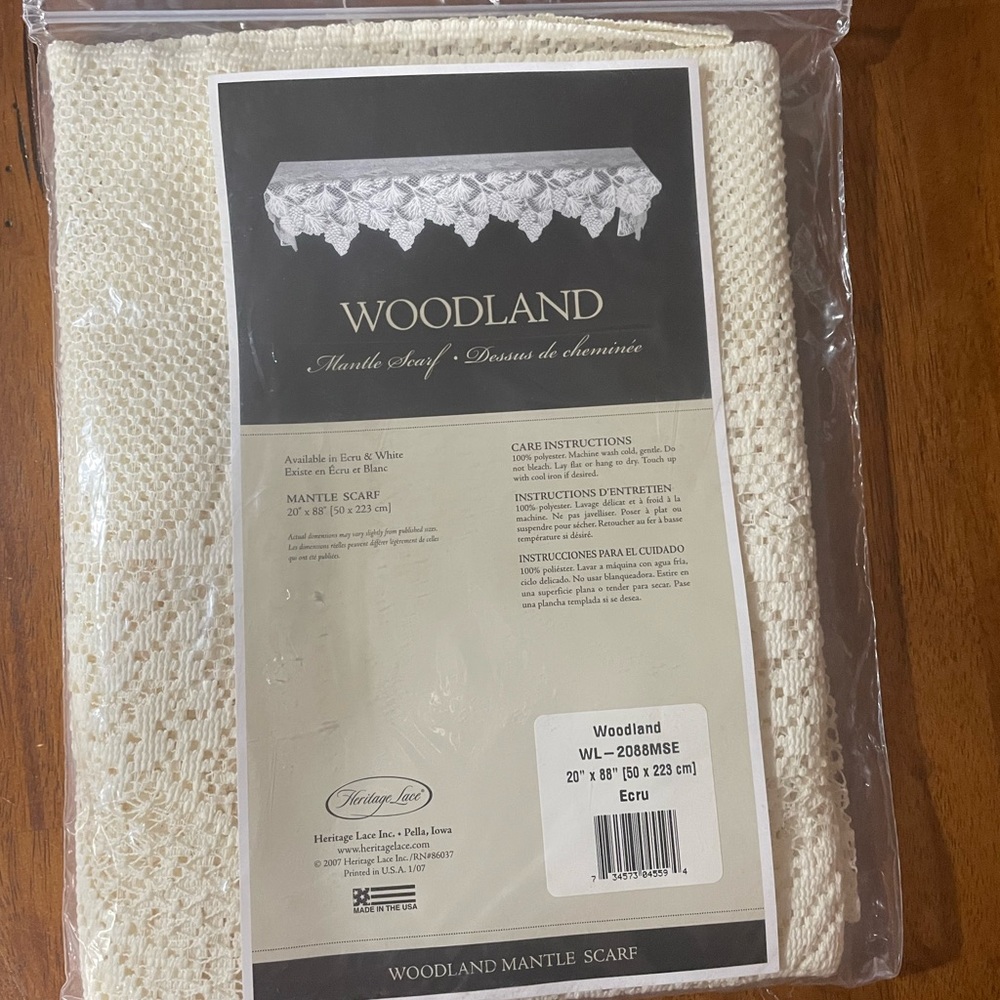 Lace Mantle Scarf Woodland design 88” x 20” Heritage Lace brand